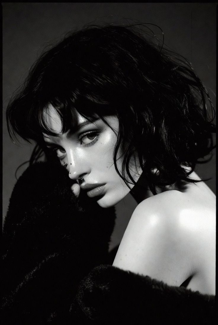 Undone bob in black and white