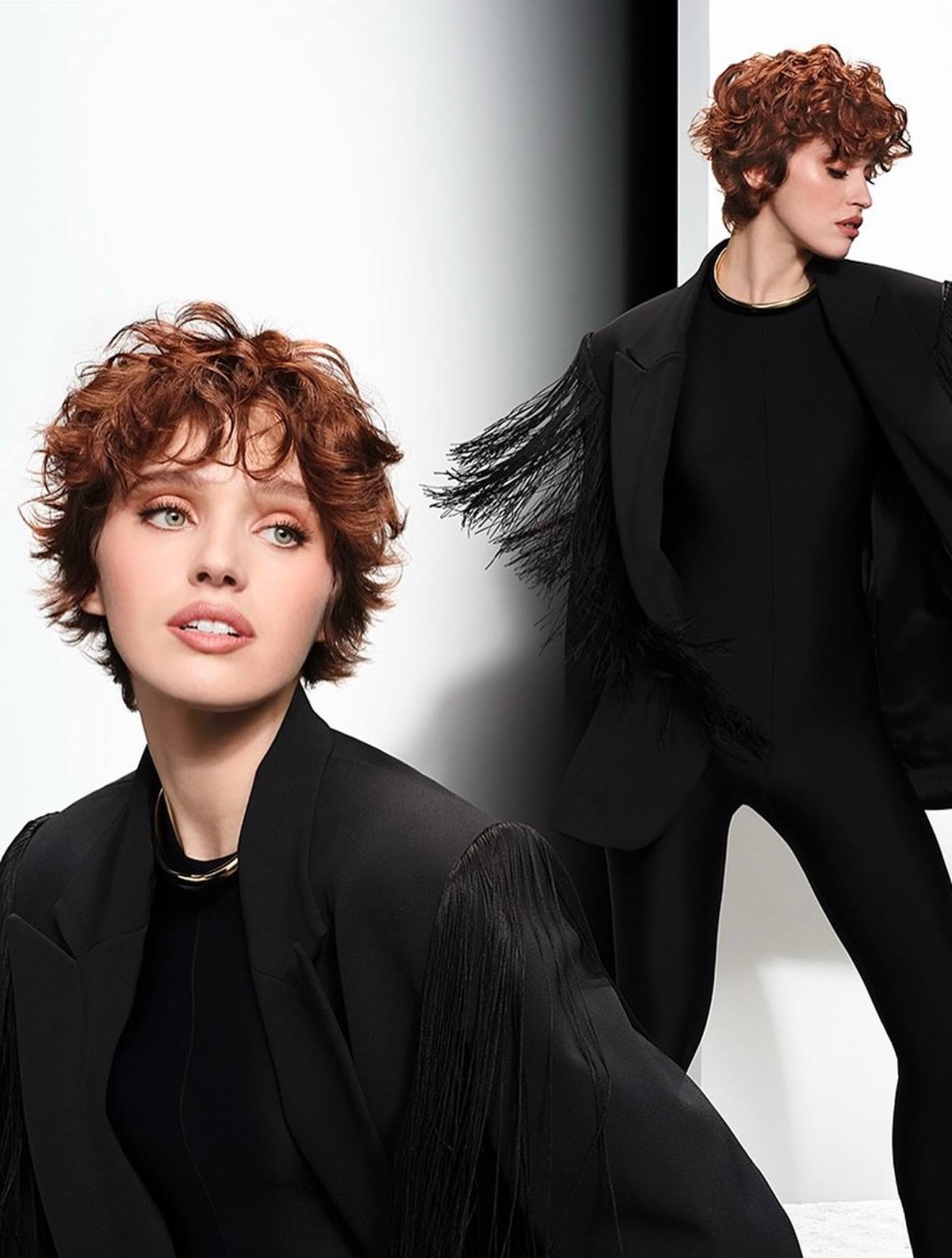 Copper red curly hair colouring at Dessange Paris salon in Yerevan